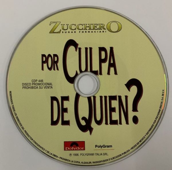 Zucchero Sugar Fornaciari ‎– Por Culpa De Quien Sencillo Promocional CD